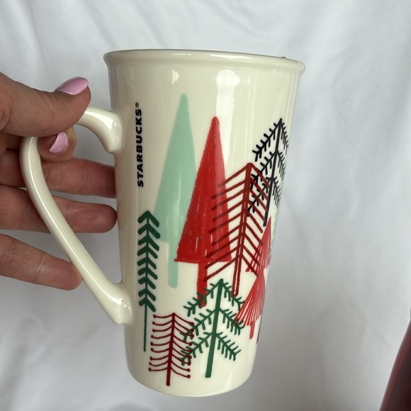 Starbucks Holiday Set of 2 Ceramic Coffee Cups with Lids. - Picture 2 of 7